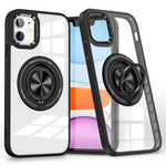 For iPhone 12  /  12 Pro Magnetic Phone Case Kickstand TPU Frame Clear PC Back Cover