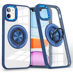 For iPhone 12  /  12 Pro Magnetic Phone Case Kickstand TPU Frame Clear PC Back Cover
