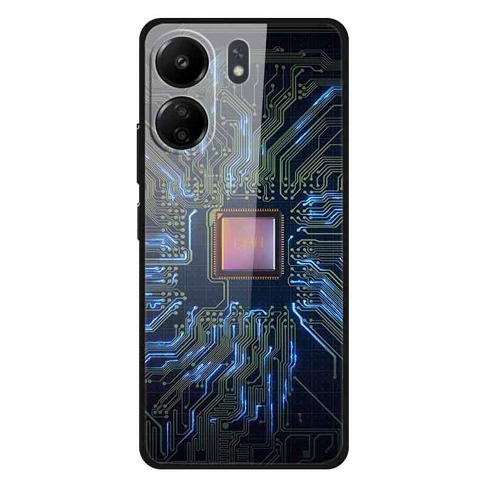 For Xiaomi Redmi 13C 4G / Poco C65 4G Case Pattern Print Tempered Glass Cell Phone Cover