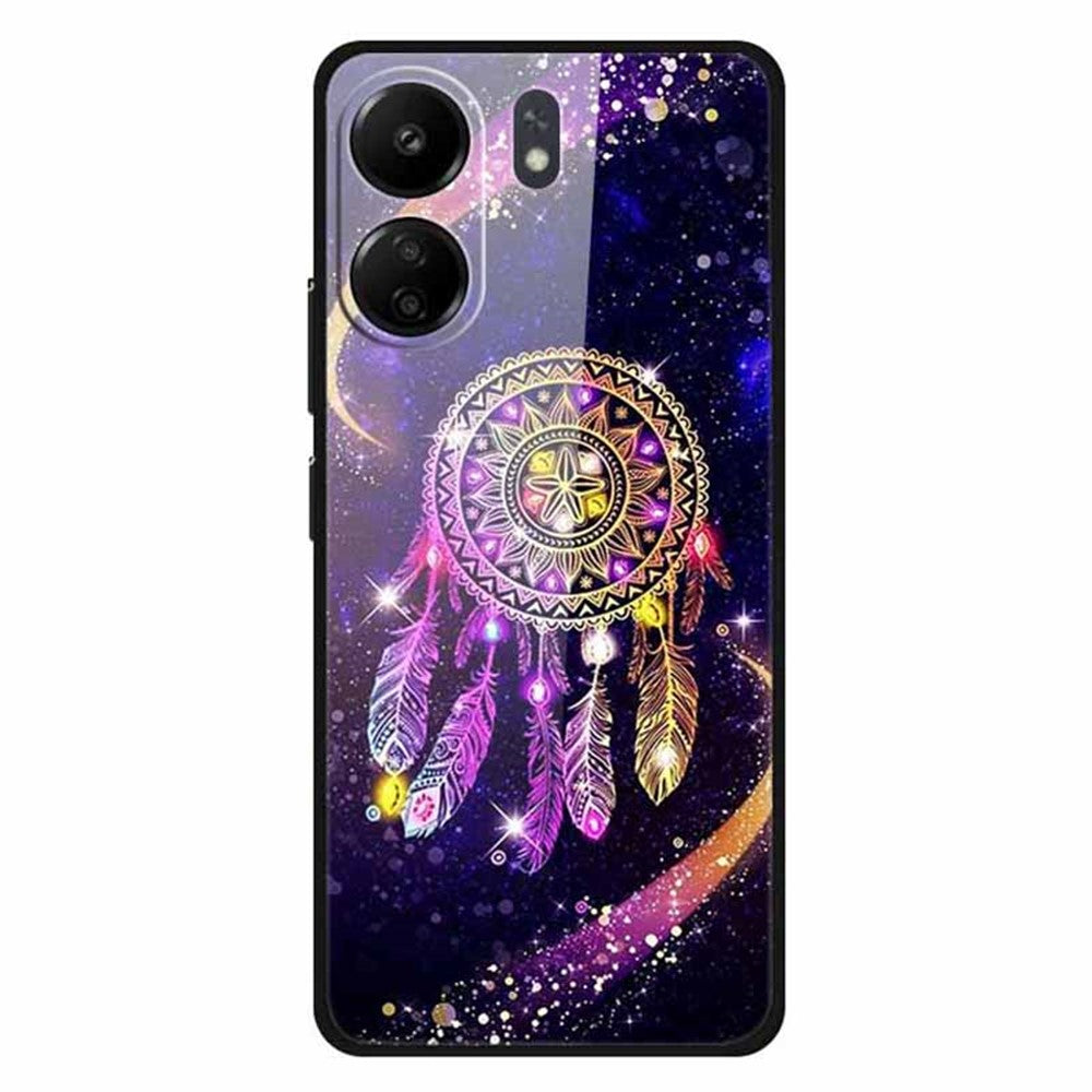 For Xiaomi Redmi 13C 4G / Poco C65 4G Case Pattern Print Tempered Glass Cell Phone Cover