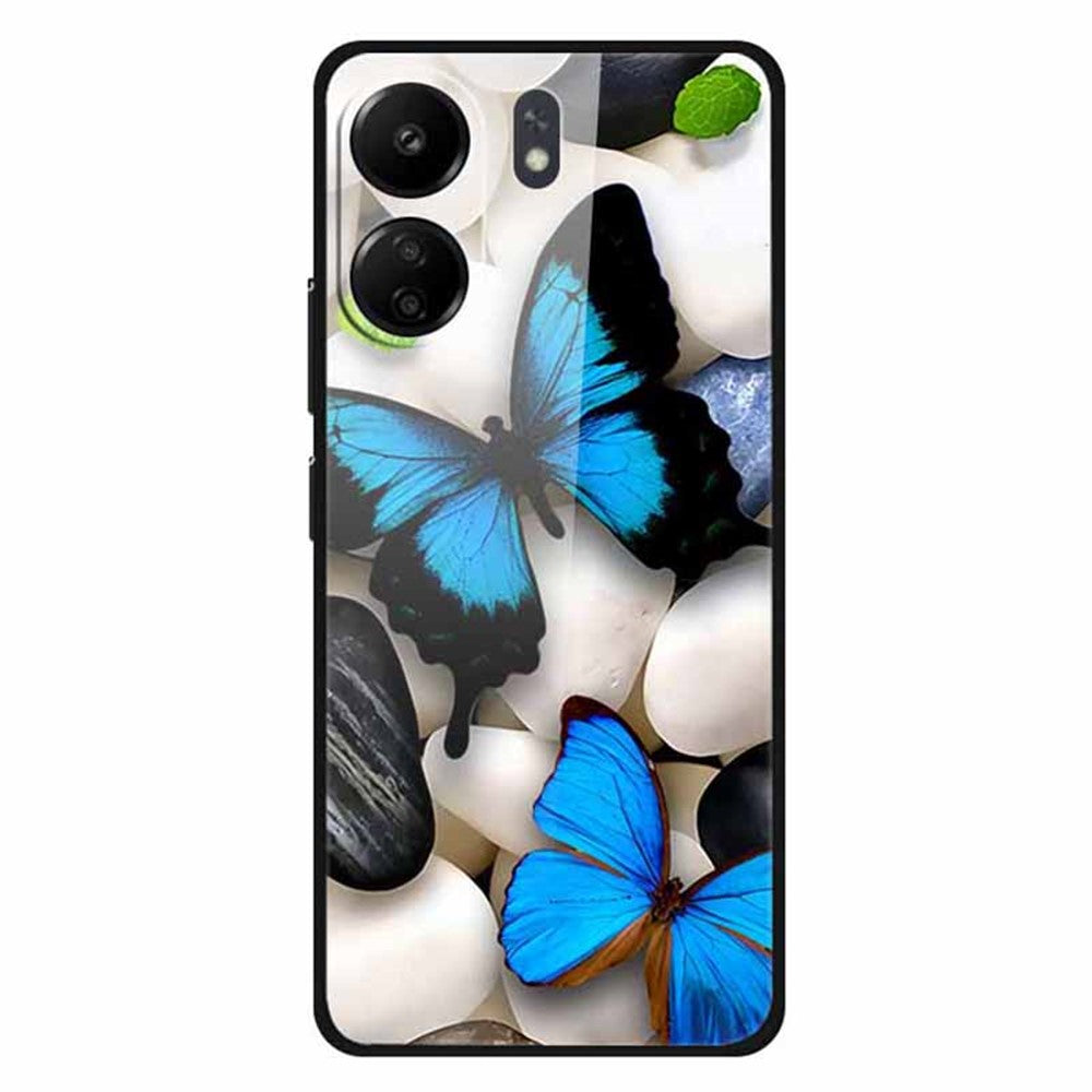 For Xiaomi Redmi 13C 4G / Poco C65 4G Case Pattern Print Tempered Glass Cell Phone Cover