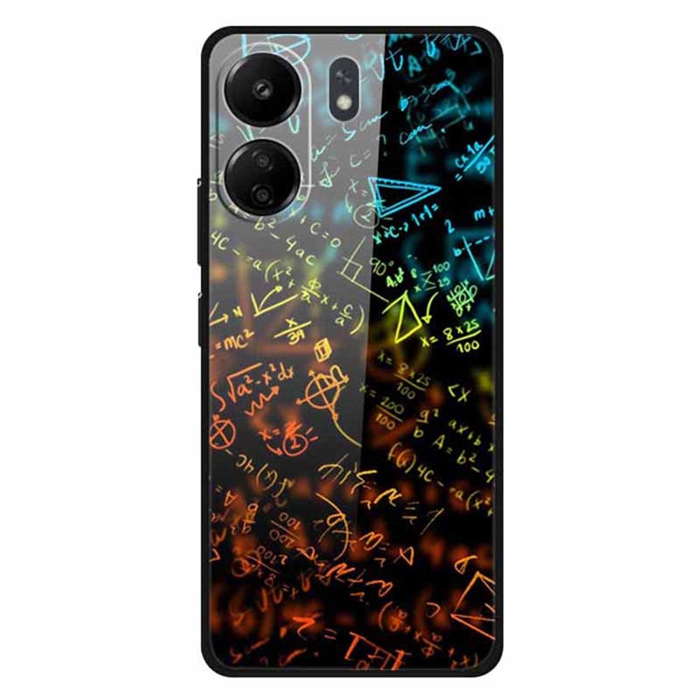 For Xiaomi Redmi 13C 4G / Poco C65 4G Case Pattern Print Tempered Glass Cell Phone Cover