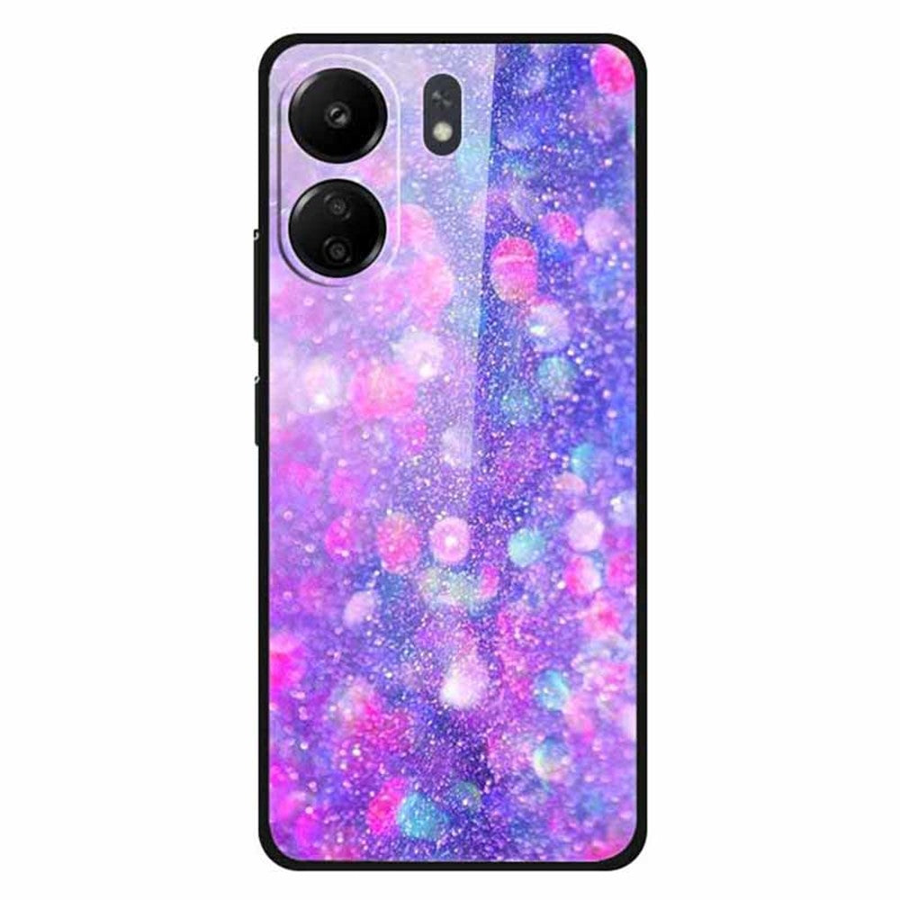 For Xiaomi Redmi 13C 4G / Poco C65 4G Case Pattern Print Tempered Glass Cell Phone Cover