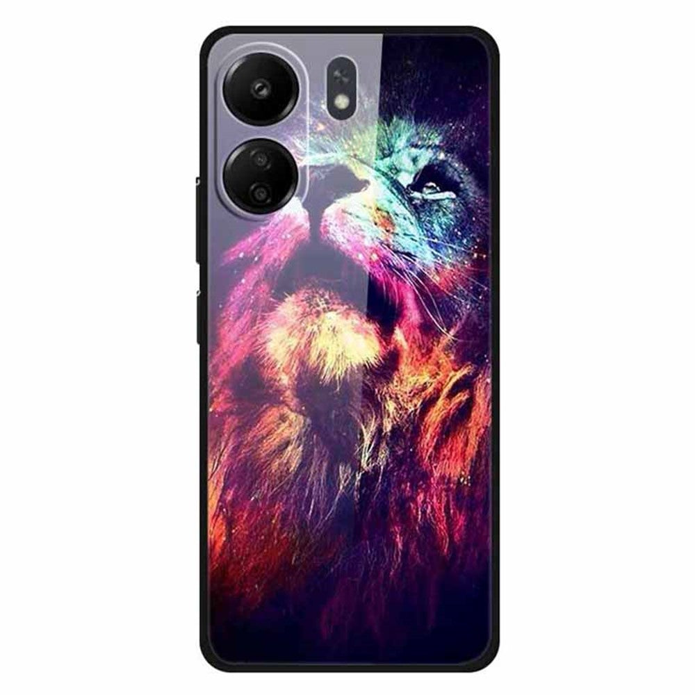 For Xiaomi Redmi 13C 4G / Poco C65 4G Case Pattern Print Tempered Glass Cell Phone Cover