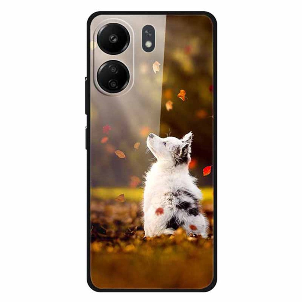 For Xiaomi Redmi 13C 4G / Poco C65 4G Case Pattern Print Tempered Glass Cell Phone Cover