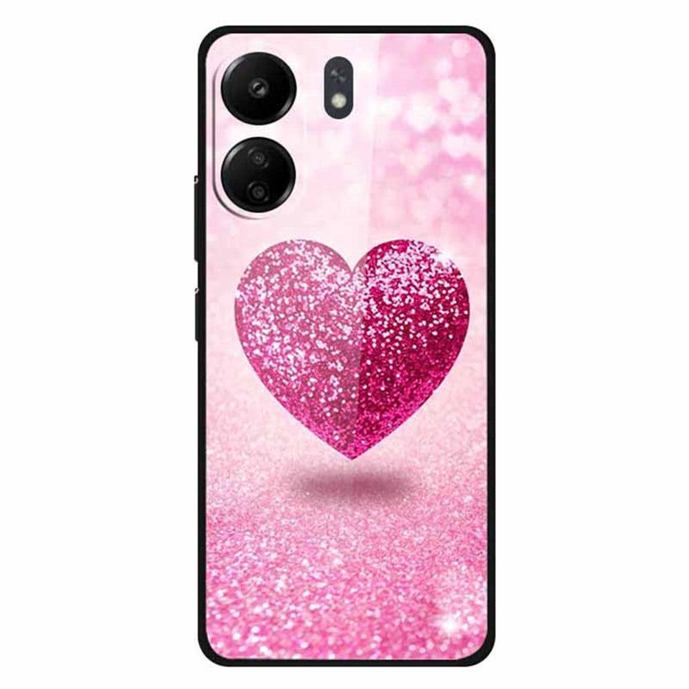 For Xiaomi Redmi 13C 4G / Poco C65 4G Case Pattern Print Tempered Glass Cell Phone Cover