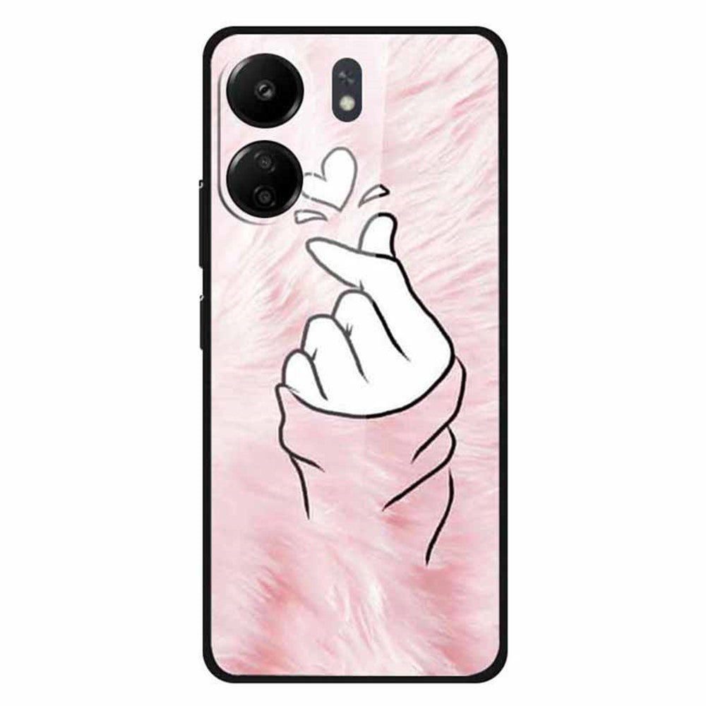 For Xiaomi Redmi 13C 4G / Poco C65 4G Case Pattern Print Tempered Glass Cell Phone Cover
