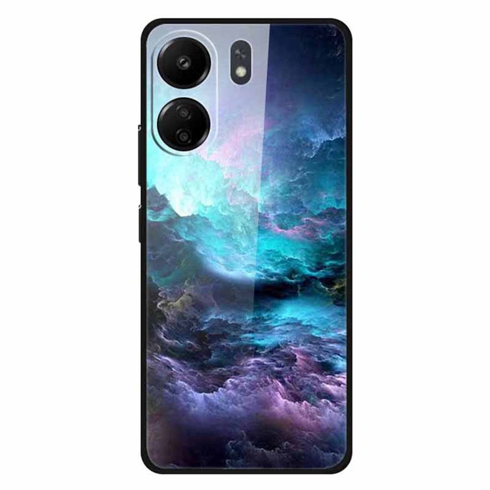 For Xiaomi Redmi 13C 4G / Poco C65 4G Case Pattern Print Tempered Glass Cell Phone Cover