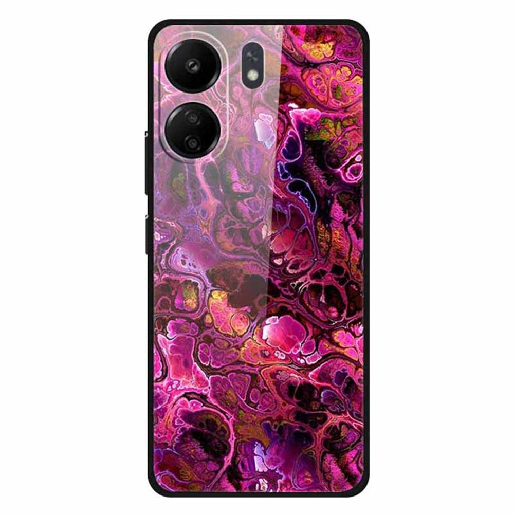 For Xiaomi Redmi 13C 4G / Poco C65 4G Case Pattern Print Tempered Glass Cell Phone Cover