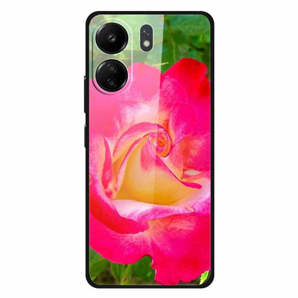 For Xiaomi Redmi 13C 4G / Poco C65 4G Case Pattern Print Tempered Glass Cell Phone Cover
