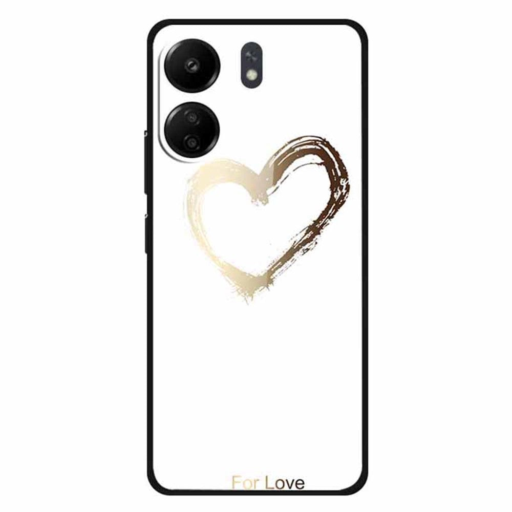 For Xiaomi Redmi 13C 4G / Poco C65 4G Case Pattern Print Tempered Glass Cell Phone Cover