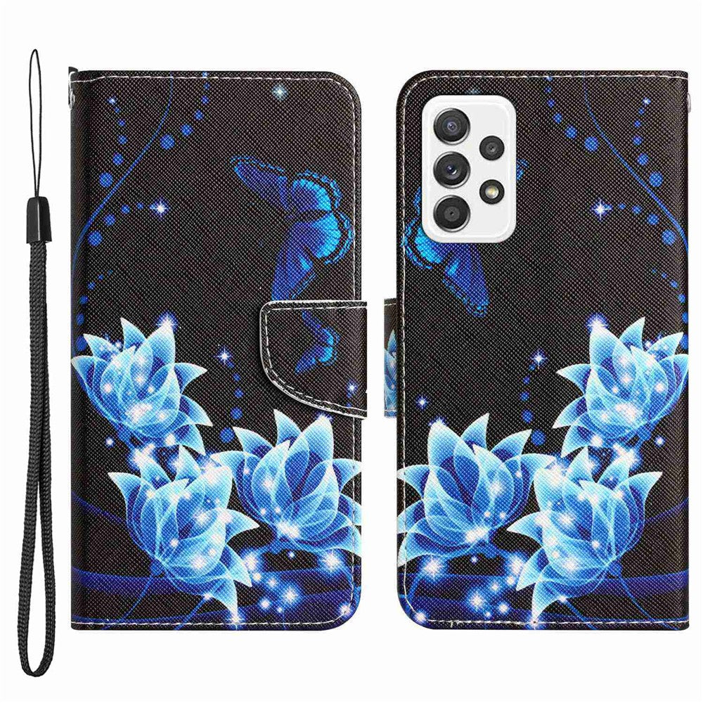 Stand Wallet Case for Samsung Galaxy A53 5G, Cross Texture PU Leather Pattern Printing Folio Flip Phone Cover