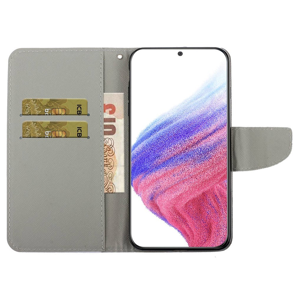 Stand Wallet Case for Samsung Galaxy A53 5G, Cross Texture PU Leather Pattern Printing Folio Flip Phone Cover