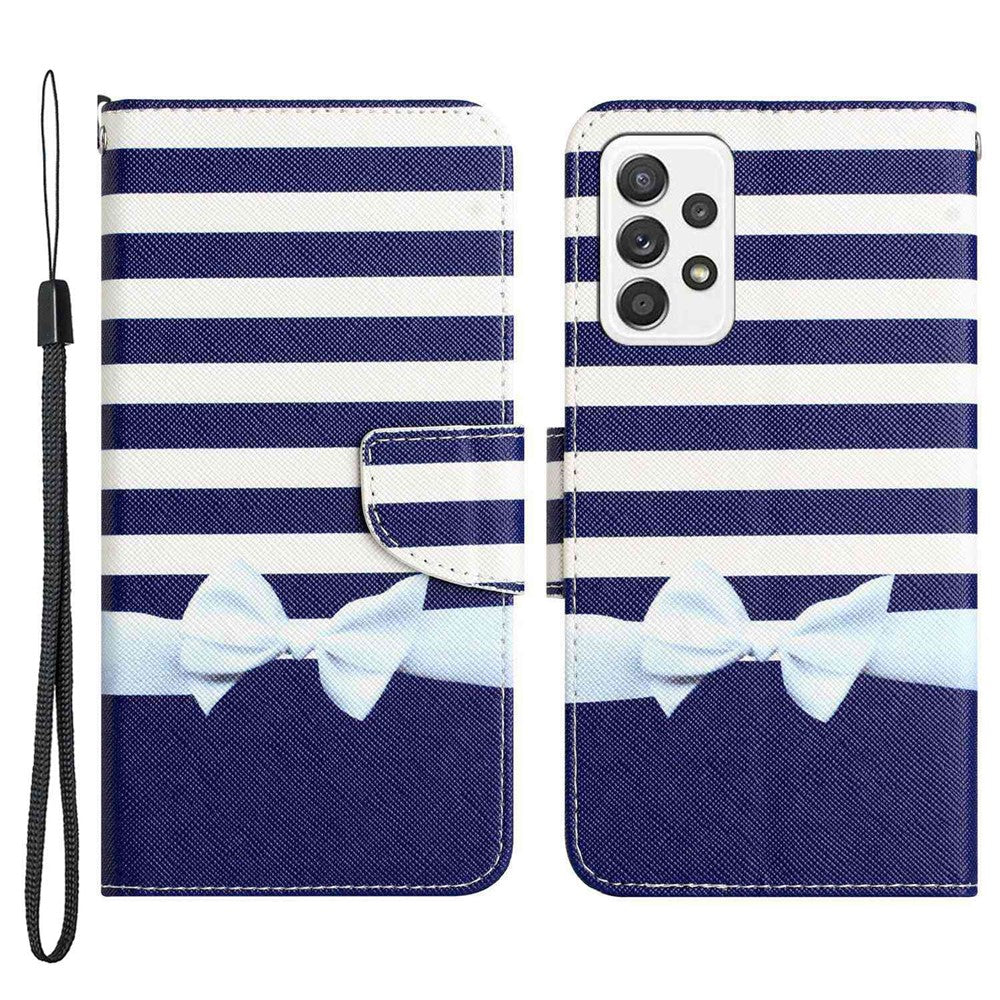 Stand Wallet Case for Samsung Galaxy A53 5G, Cross Texture PU Leather Pattern Printing Folio Flip Phone Cover