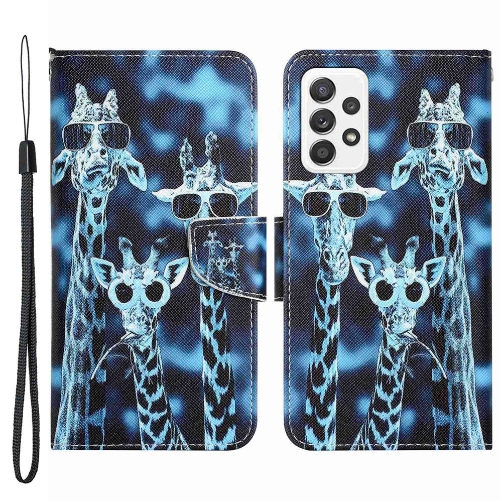 Stand Wallet Case for Samsung Galaxy A53 5G, Cross Texture PU Leather Pattern Printing Folio Flip Phone Cover