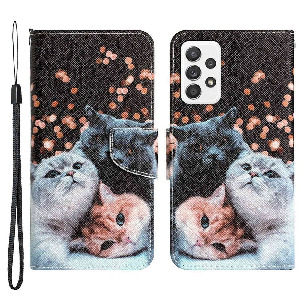 Stand Wallet Case for Samsung Galaxy A53 5G, Cross Texture PU Leather Pattern Printing Folio Flip Phone Cover