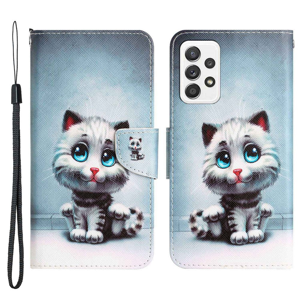 Stand Wallet Case for Samsung Galaxy A53 5G, Cross Texture PU Leather Pattern Printing Folio Flip Phone Cover