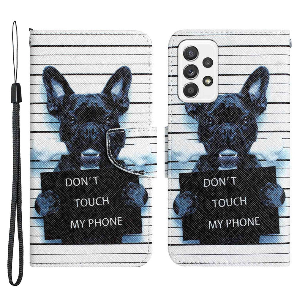 Stand Wallet Case for Samsung Galaxy A53 5G, Cross Texture PU Leather Pattern Printing Folio Flip Phone Cover