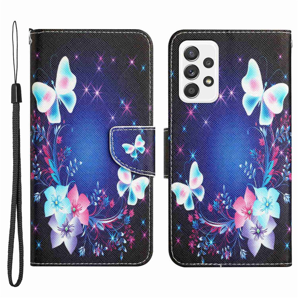Stand Wallet Case for Samsung Galaxy A53 5G, Cross Texture PU Leather Pattern Printing Folio Flip Phone Cover