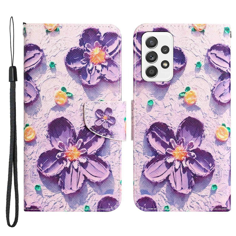 Stand Wallet Case for Samsung Galaxy A53 5G, Cross Texture PU Leather Pattern Printing Folio Flip Phone Cover