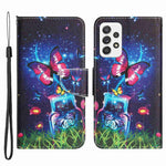 Stand Wallet Case for Samsung Galaxy A53 5G, Cross Texture PU Leather Pattern Printing Folio Flip Phone Cover