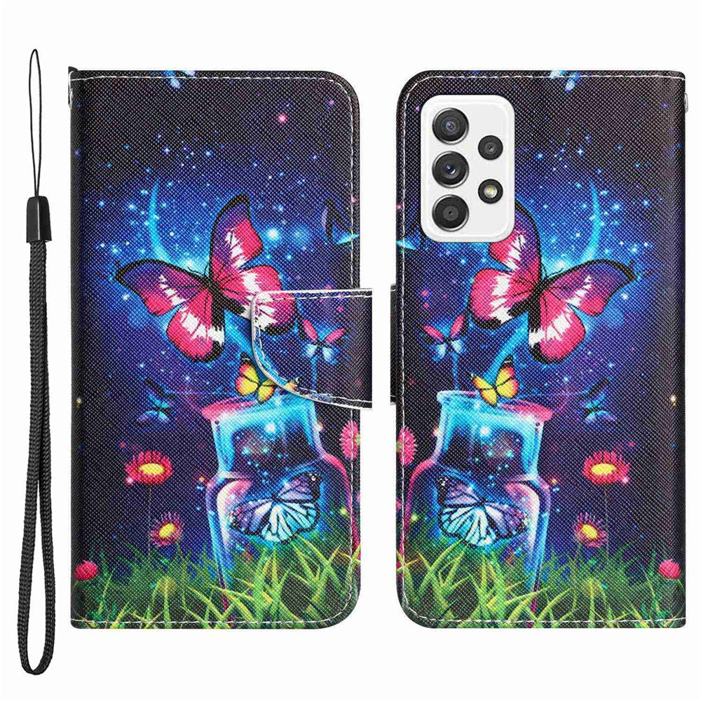Stand Wallet Case for Samsung Galaxy A53 5G, Cross Texture PU Leather Pattern Printing Folio Flip Phone Cover