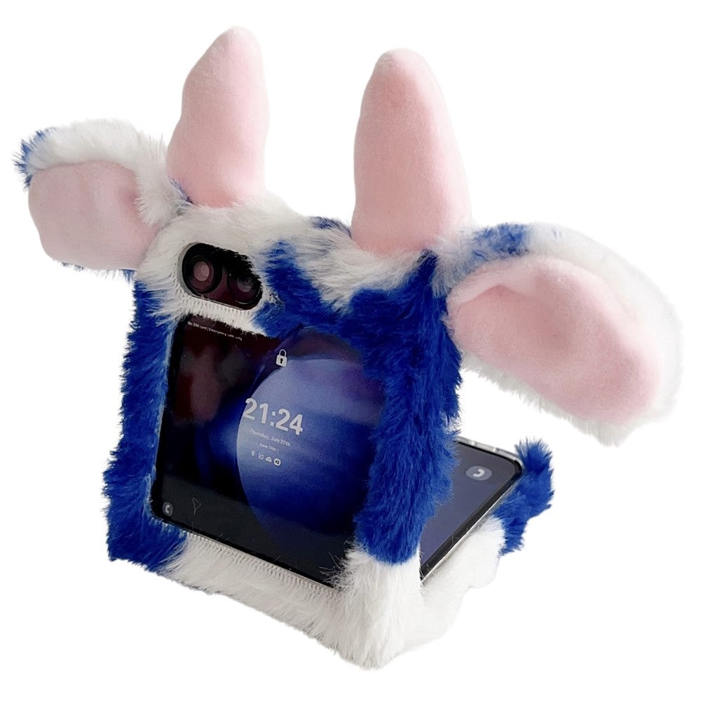 Acrylic Folding Phone Case for Samsung Galaxy Z Flip7 FE 5G / Z Flip6 5G Fluffy Cows Ear Cover