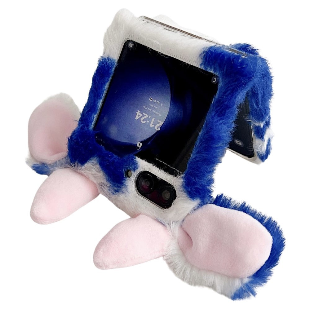 Acrylic Folding Phone Case for Samsung Galaxy Z Flip7 FE 5G / Z Flip6 5G Fluffy Cows Ear Cover