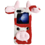 Acrylic Folding Phone Case for Samsung Galaxy Z Flip7 FE 5G / Z Flip6 5G Fluffy Cows Ear Cover