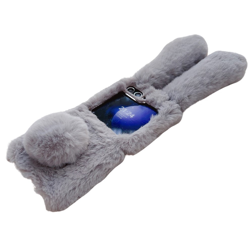 Folding Phone Case for Samsung Galaxy Z Flip7 FE 5G / Z Flip6 5G Fluffy Rabbit Ears Acrylic Cover