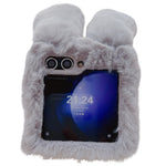 Folding Phone Case for Samsung Galaxy Z Flip7 FE 5G / Z Flip6 5G Fluffy Rabbit Ears Acrylic Cover