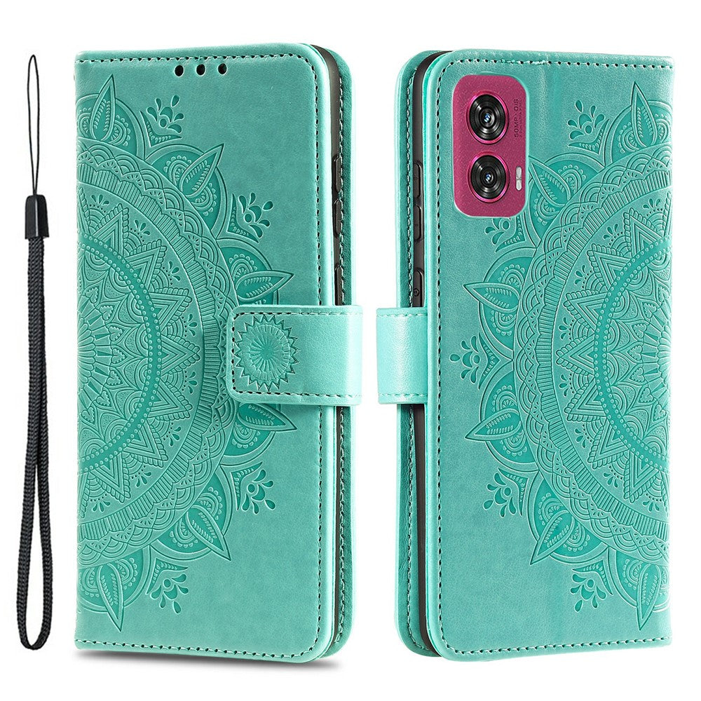 Til Motorola Edge 50 Fusion 5G Pung Etui Mandala Blomst Læder Telefoncover