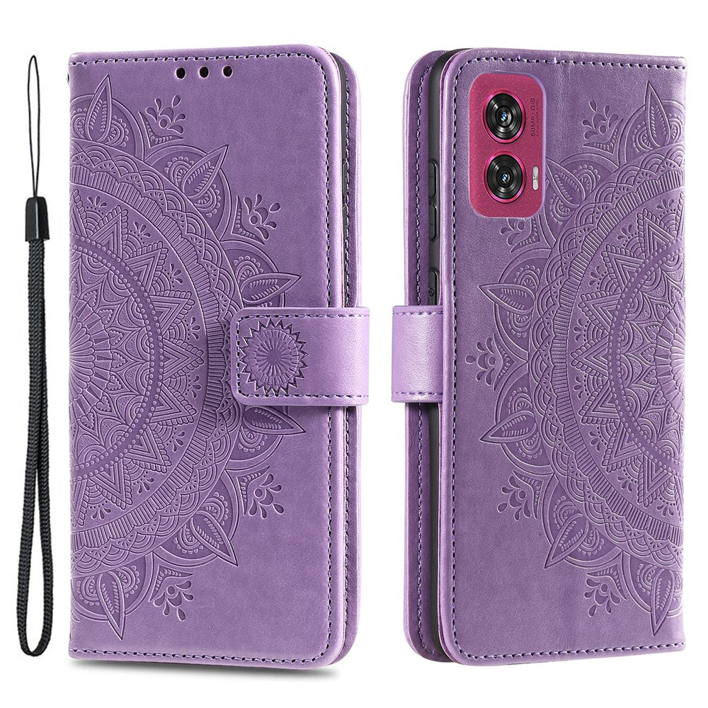 Til Motorola Edge 50 Fusion 5G Pung Etui Mandala Blomst Læder Telefoncover