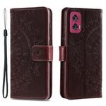 Til Motorola Edge 50 Fusion 5G Pung Etui Mandala Blomst Læder Telefoncover