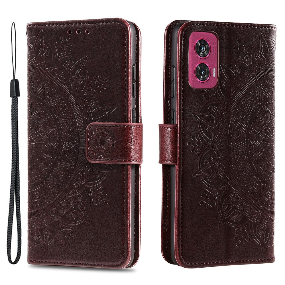 Til Motorola Edge 50 Fusion 5G Pung Etui Mandala Blomst Læder Telefoncover