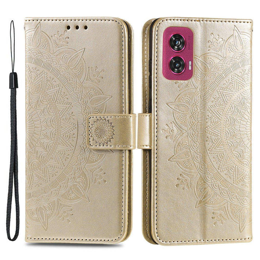 Til Motorola Edge 50 Fusion 5G Pung Etui Mandala Blomst Læder Telefoncover