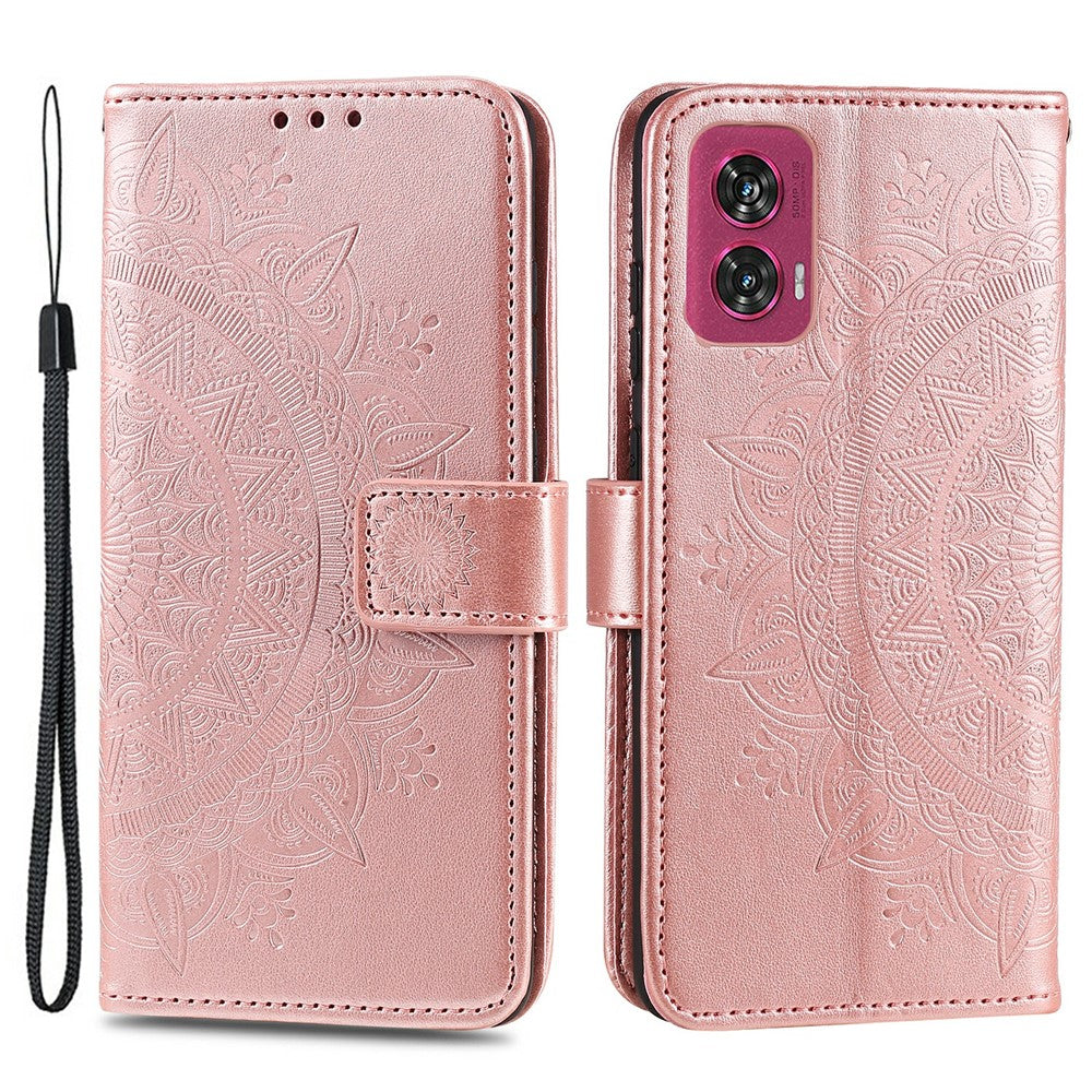 Til Motorola Edge 50 Fusion 5G Pung Etui Mandala Blomst Læder Telefoncover