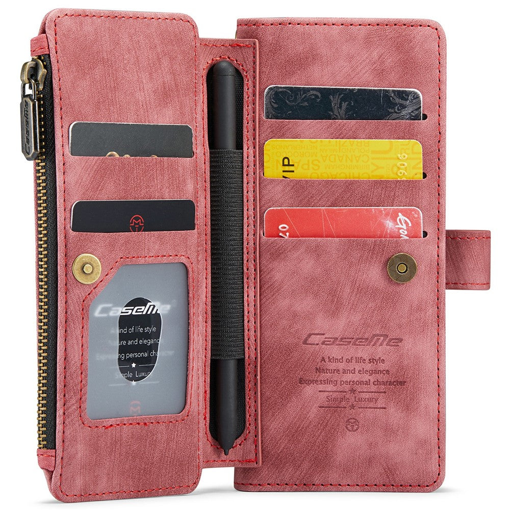 For Samsung Galaxy Z Fold6 5G Phone Cases with Strap CASEME C30 Zipper Multiple Card Holder PU Leather Cover