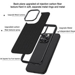 IPAKY TPU-cover til iPhone 15 Plus med kulfibertekstur og metalramme til kameralinse