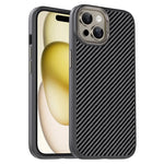 IPAKY TPU-cover til iPhone 15 Plus med kulfibertekstur og metalramme til kameralinse