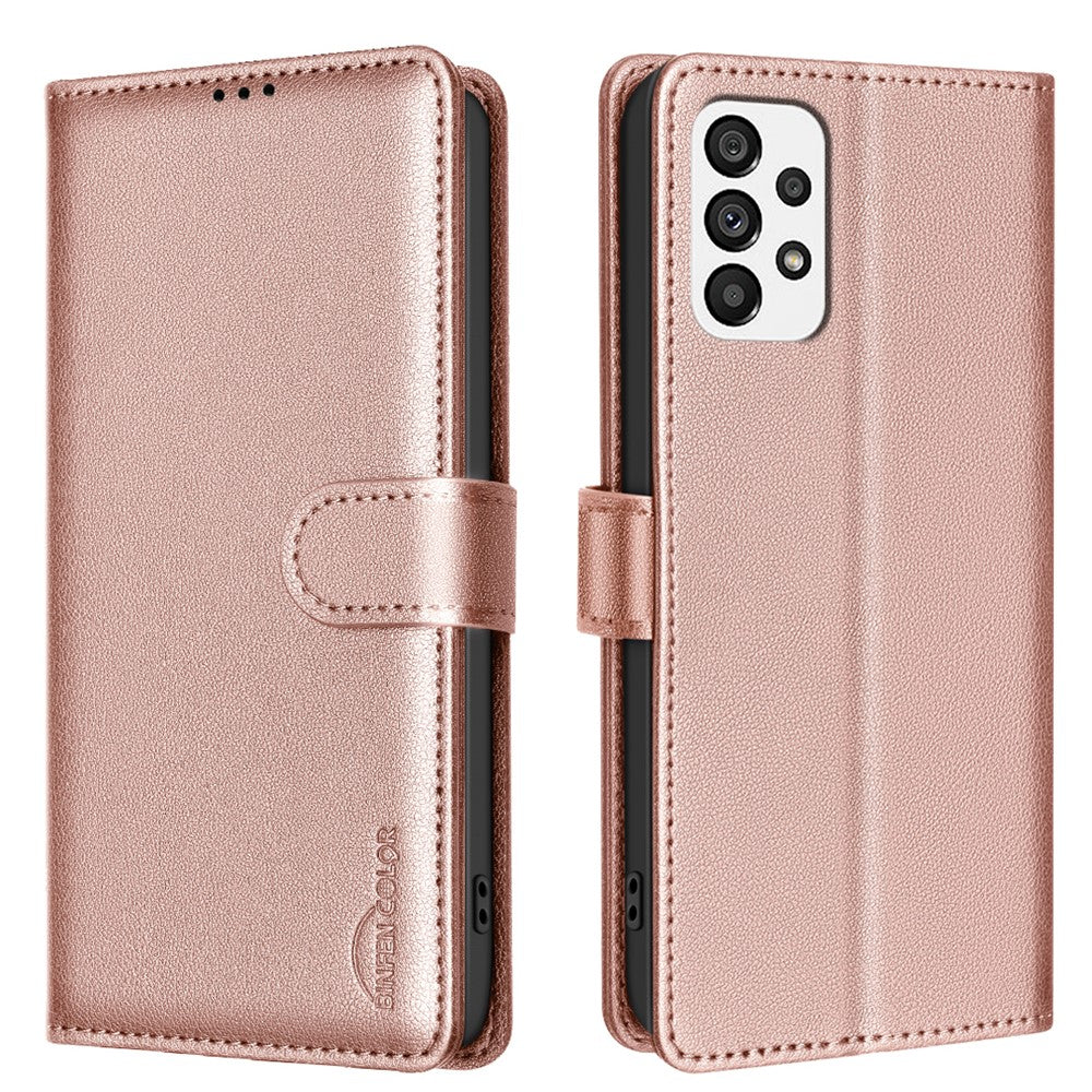 BINFEN COLOR BF32 Til Samsung Galaxy A53 5G Etui Litchi Tekstur Flip Læder Telefoncover