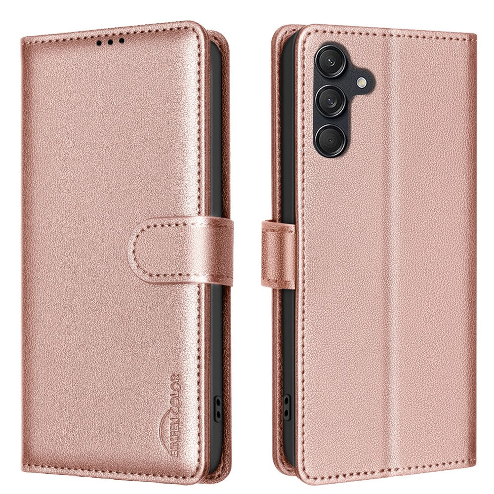 BINFEN COLOR BF32 For Samsung Galaxy A15 4G / 5G Case RFID Blocking Leather Stand Phone Cover