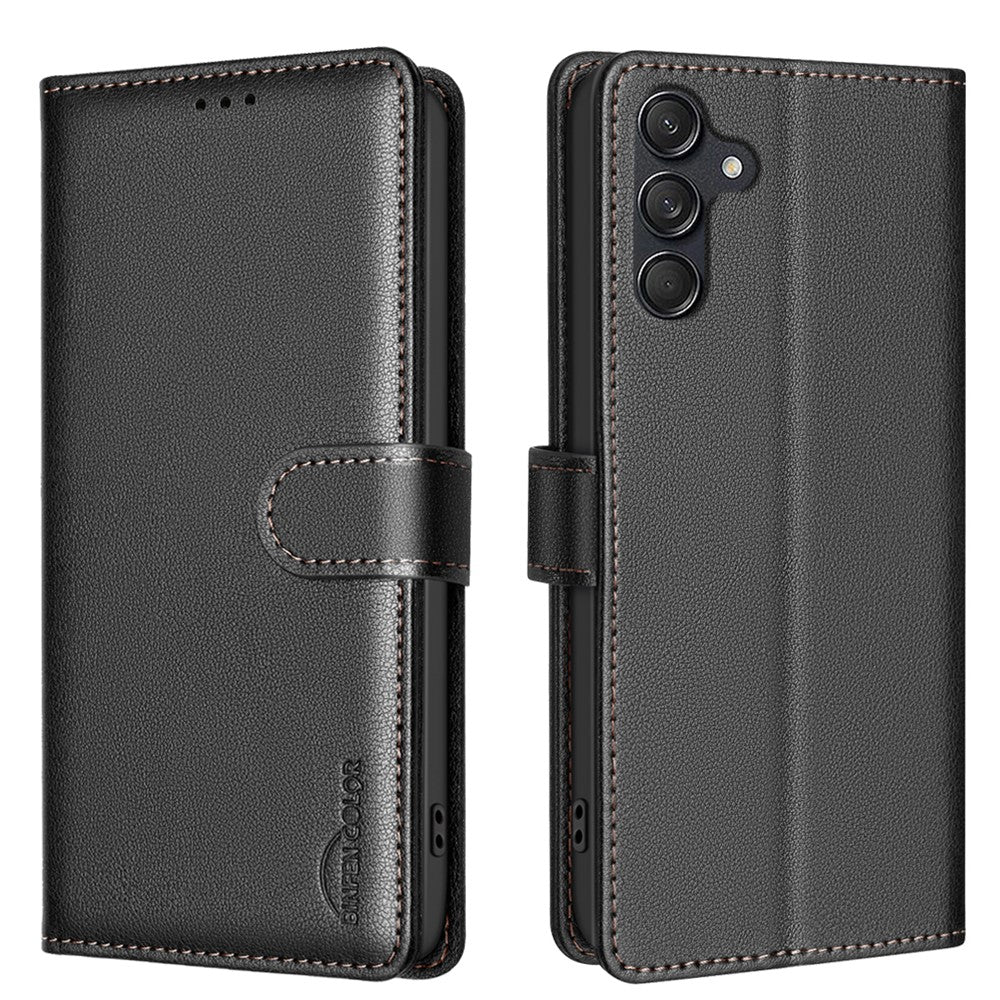 BINFEN COLOR BF32 For Samsung Galaxy S25+ / S24+ Phone Case Litchi Texture RFID Blocking Wallet Leather Cover