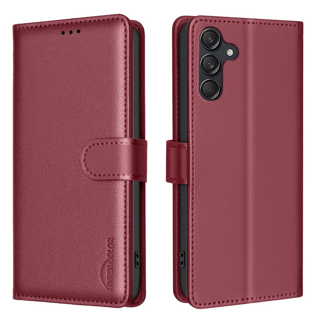 BINFEN COLOR BF32 For Samsung Galaxy S25+ / S24+ Phone Case Litchi Texture RFID Blocking Wallet Leather Cover