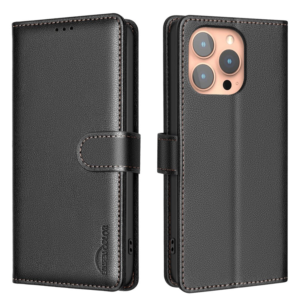 BINFEN COLOR BF32 For iPhone 13 Pro Case RFID Blocking PU Leather Shockproof Phone Cover