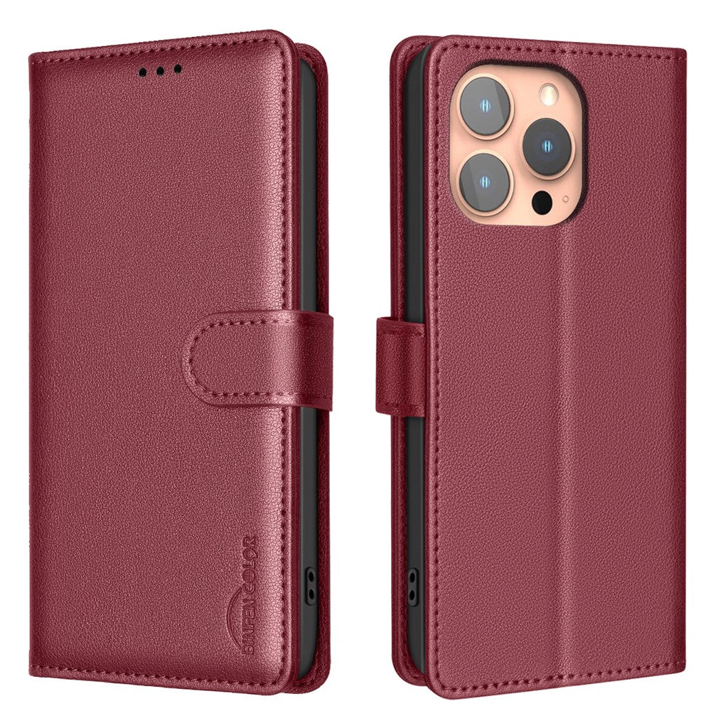 BINFEN COLOR BF32 For iPhone 13 Pro Case RFID Blocking PU Leather Shockproof Phone Cover