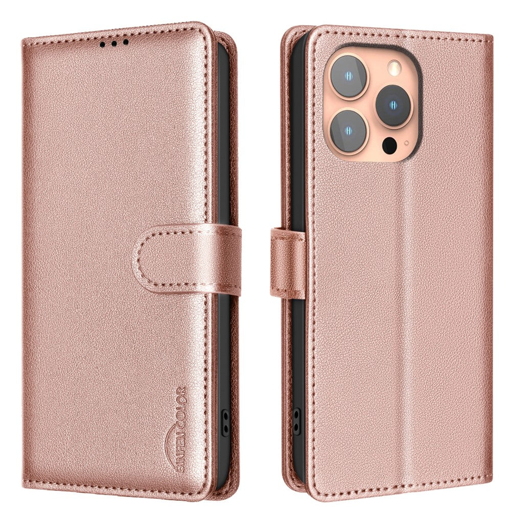 BINFEN COLOR BF32 For iPhone 13 Pro Case RFID Blocking PU Leather Shockproof Phone Cover