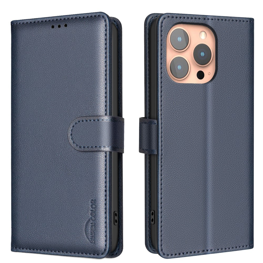 BINFEN COLOR BF32 For iPhone 13 Pro Case RFID Blocking PU Leather Shockproof Phone Cover