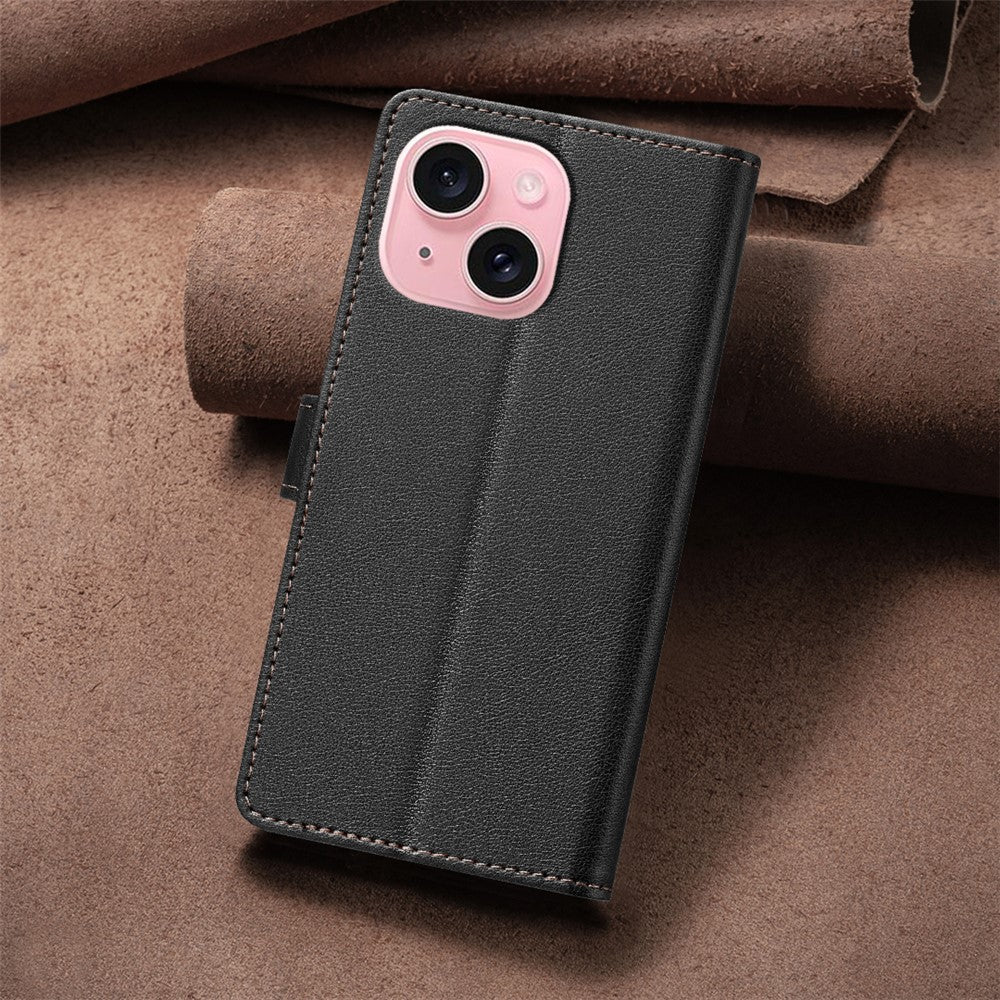 BINFEN COLOR BF32 For iPhone 13 / 14 Case RFID Blocking Litchi Texture Leather Cover