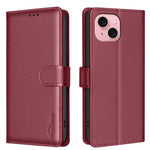 BINFEN COLOR BF32 For iPhone 13 / 14 Case RFID Blocking Litchi Texture Leather Cover